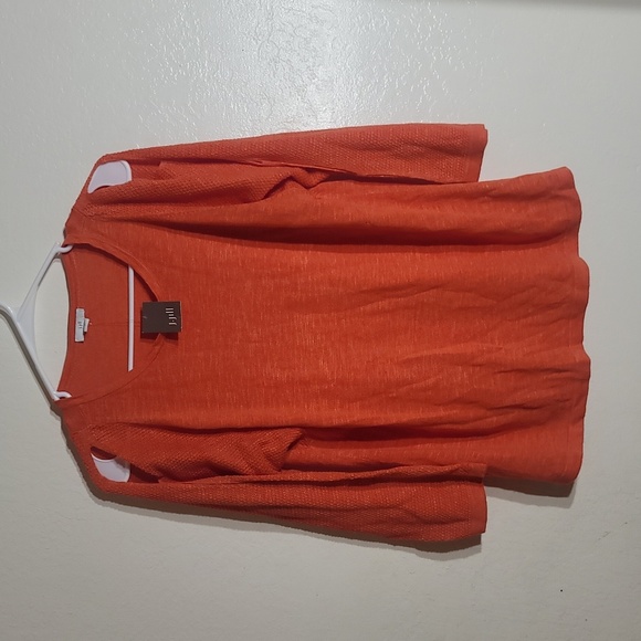NWT J. Jill Zinnia Cut out Sleeves Long Sleeve Orange Linen Top sz M - Picture 4 of 8